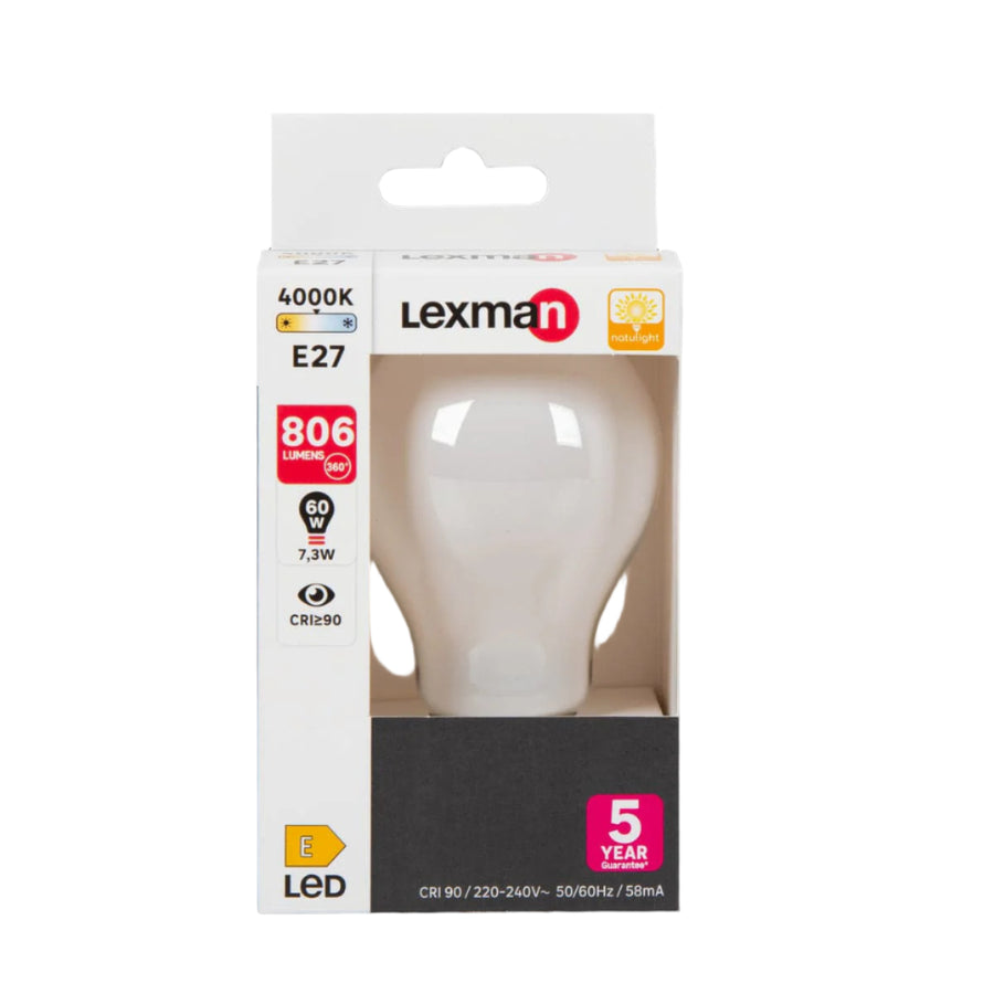 Bricocenter NATULIGHT LED BULB E27=60W FROSTED DROP NATURAL LIGHT