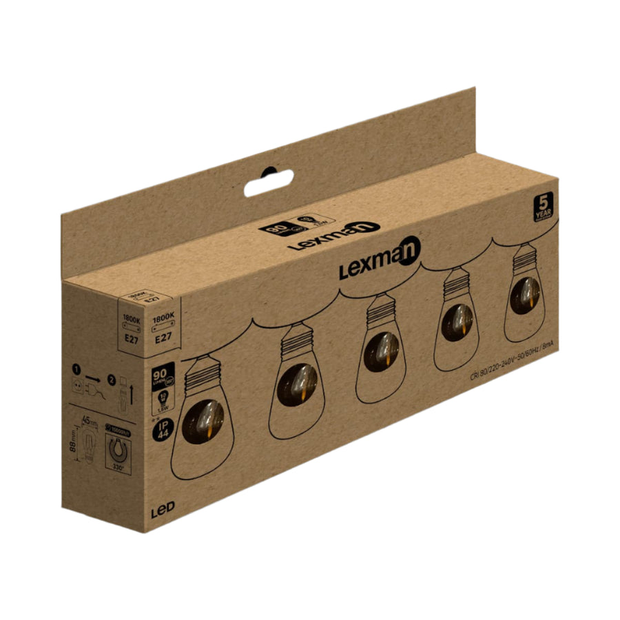 5 LED BULBS FOR GARLAND E27=25W AMBER PEAR IP44 - best price from Maltashopper.com BR420007045