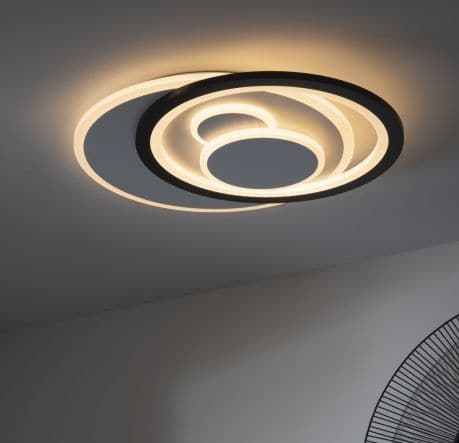 CEILING LIGHT CURRY METAL BLACK & WHITE 51X43X6CM LED 5200LM CCT DIMMABLE - best price from Maltashopper.com BR420007140