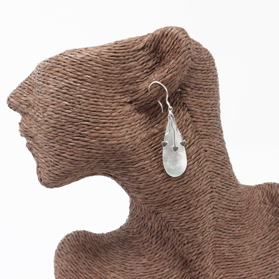 Shell & Silver Earrings - Three Hearts - MOP - best price from Maltashopper.com SSE-01