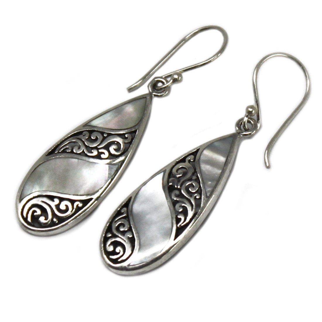 Shell & Silver Earrings - Teardrop- MOP - best price from Maltashopper.com SSE-03