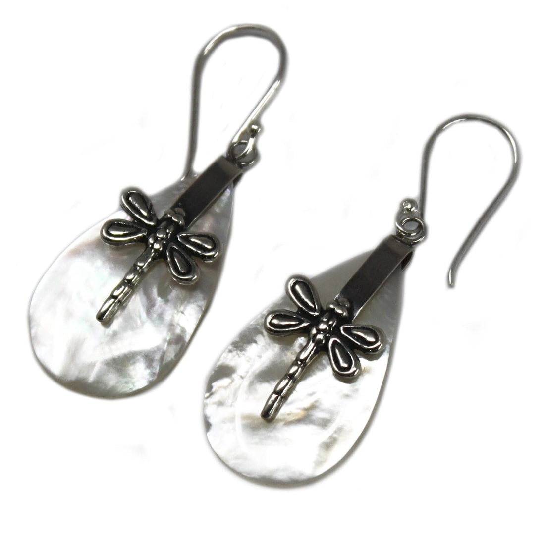 Shell & Silver Earrings - Dragonflies - MOP - best price from Maltashopper.com SSE-04