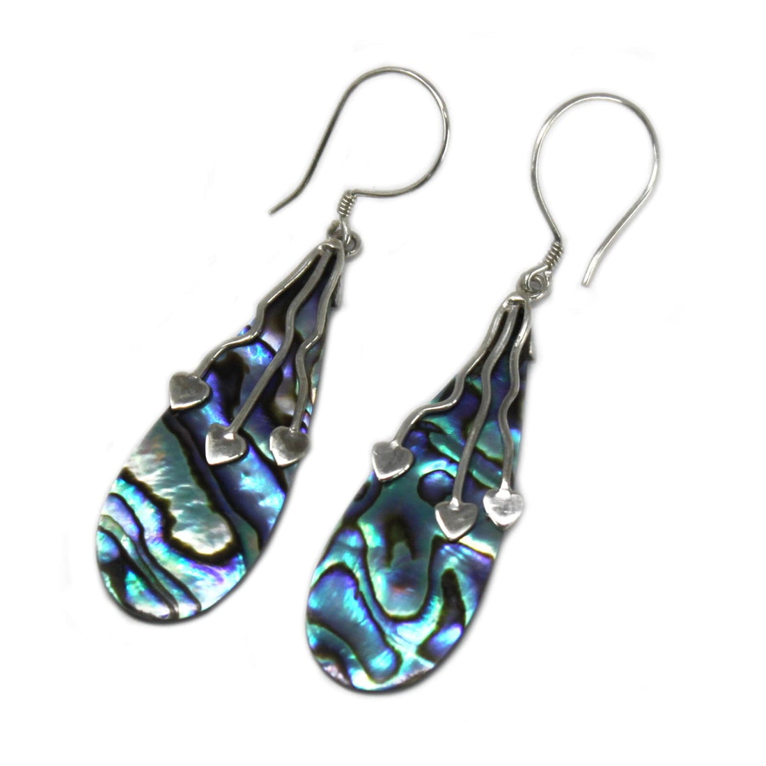 Shell & Silver Earrings - Three Hearts - Abalone - best price from Maltashopper.com SSE-07