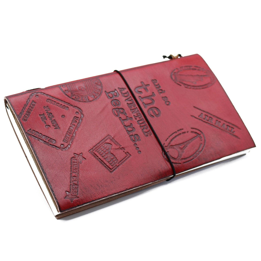 Handmade Leather Journal- The Adventure Begins - Red - (80 pages) - best price from Maltashopper.com MSJ-01