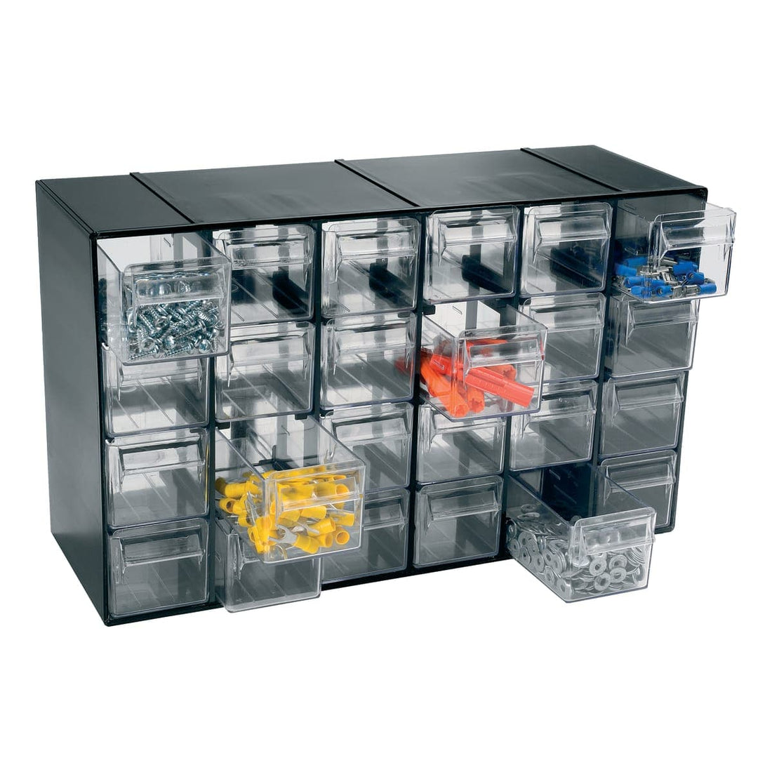 DRAWER UNIT WITH 24 TRANSPARENT DRAWERS 59X139X51MM