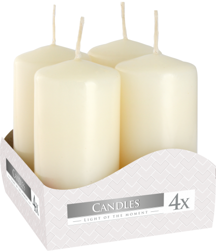 Set of Pillar Candles 40x80mm (4 pieces) - Ivory - best price from Maltashopper.com PC-03