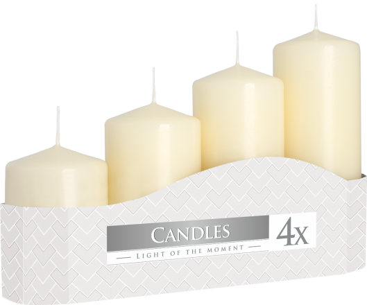 Set of Pillar Candles 50mm (11/16/22/33H) (4 pieces) - Ivory - best price from Maltashopper.com PC-05