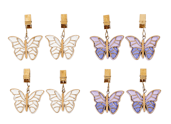 Casa BUTTERFLY Tablecloth weights set of 4, 2 colors white, purple