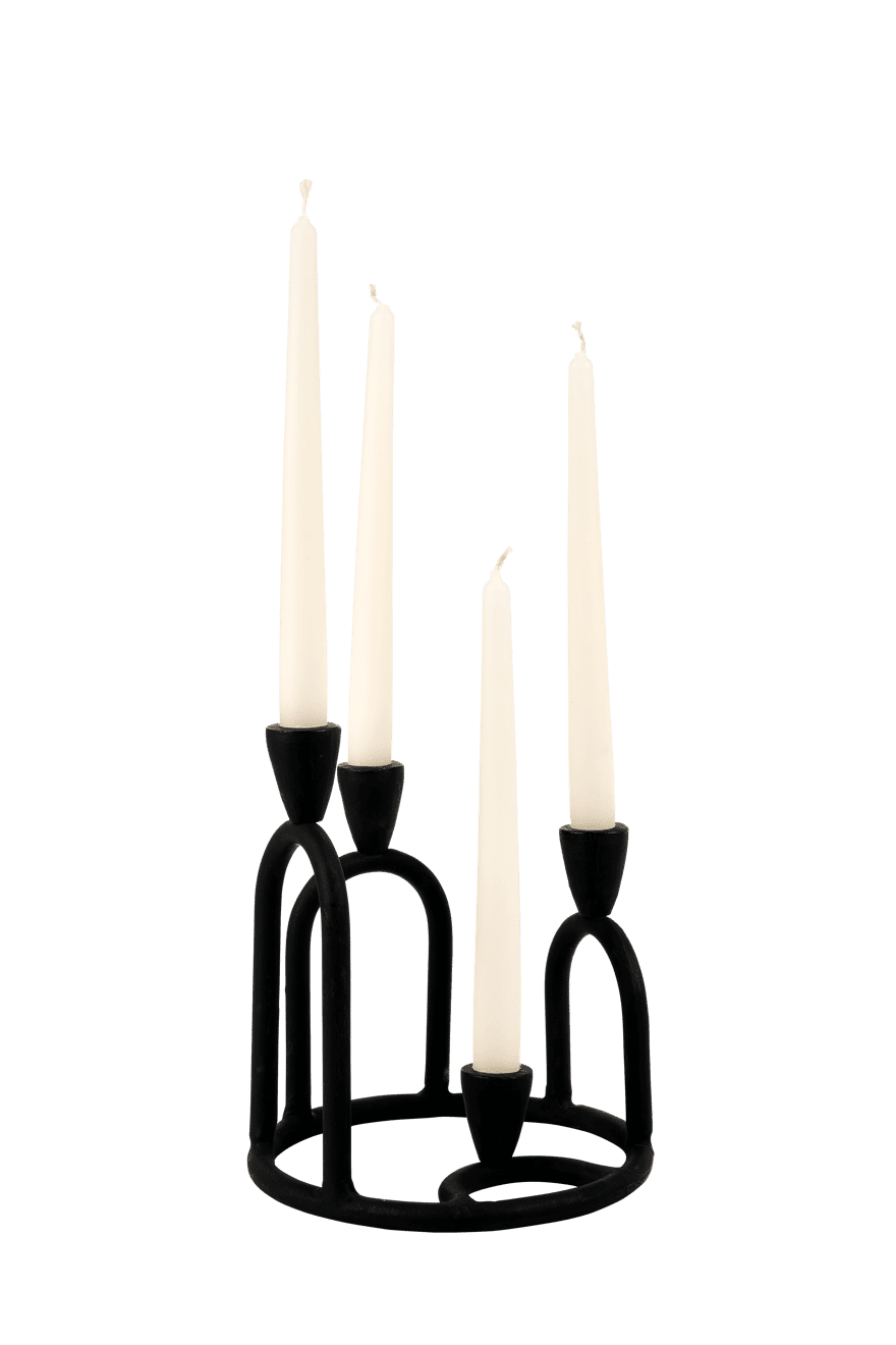 Casa RINGS Candlestick for 4 black candles H 22 cm - Ø 19 cm