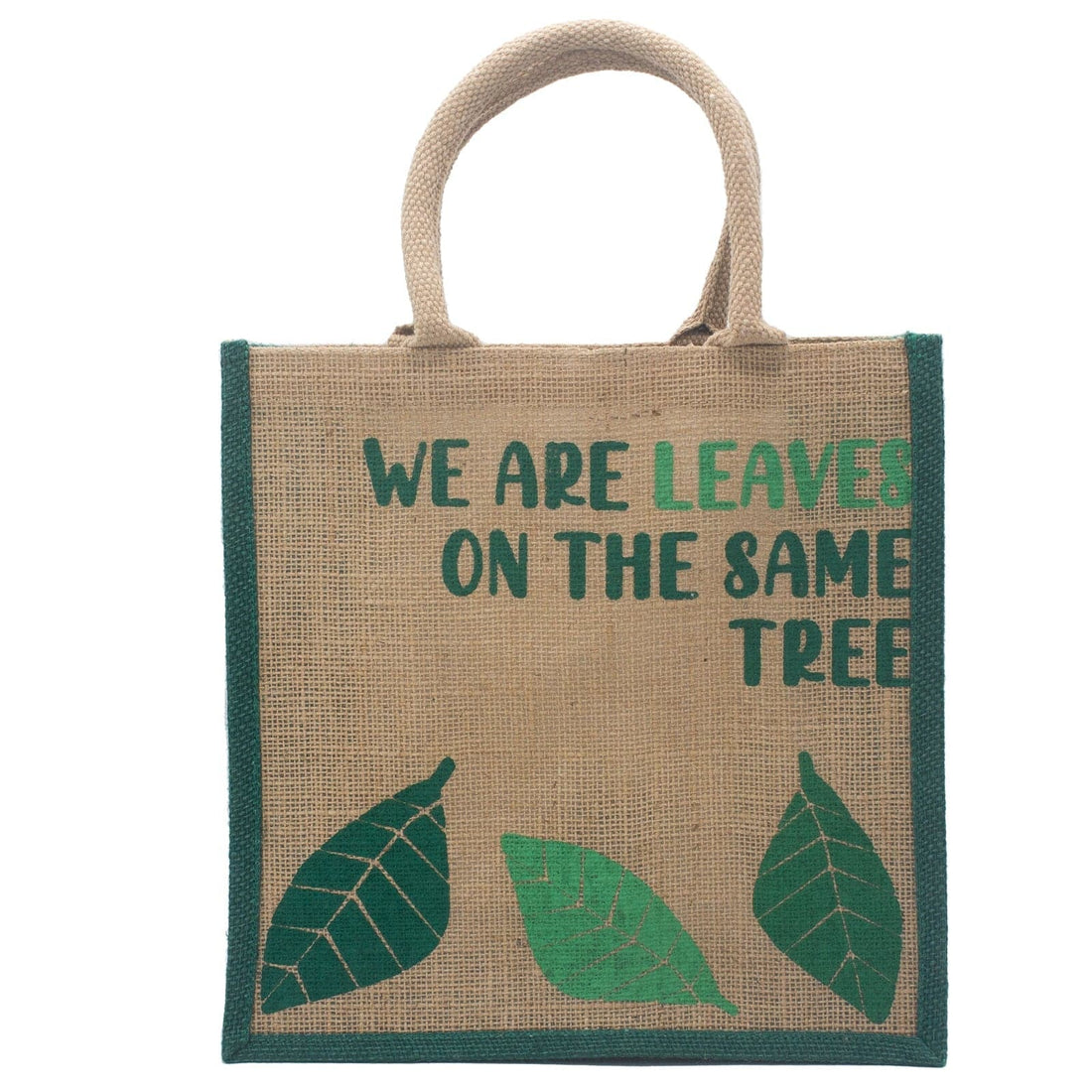 Printed Jute Bag - We are Leaves - Natural - best price from Maltashopper.com PJB-02C
