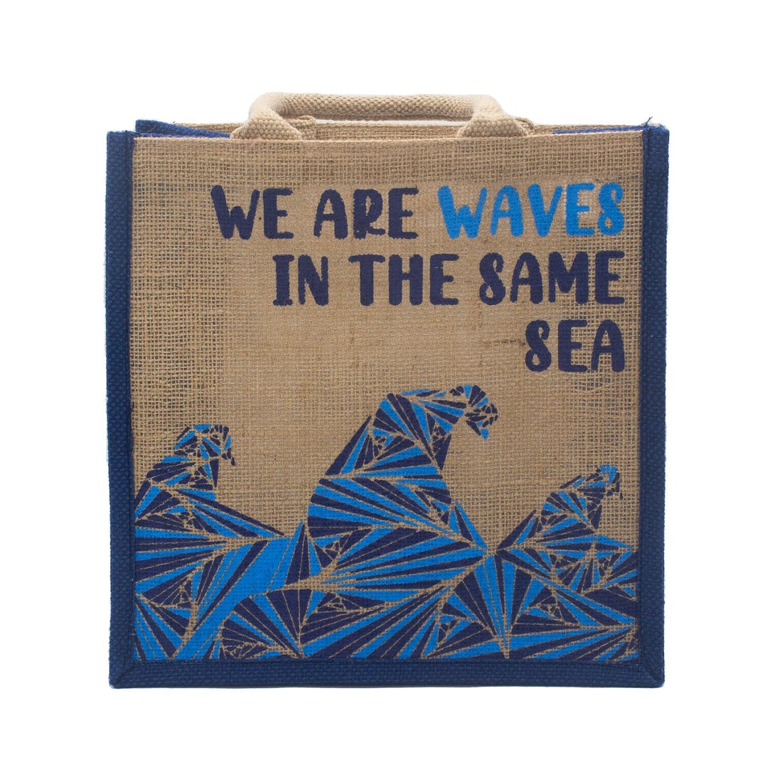 Printed Jute Bag - We are Waves - Natural - best price from Maltashopper.com PJB-01C