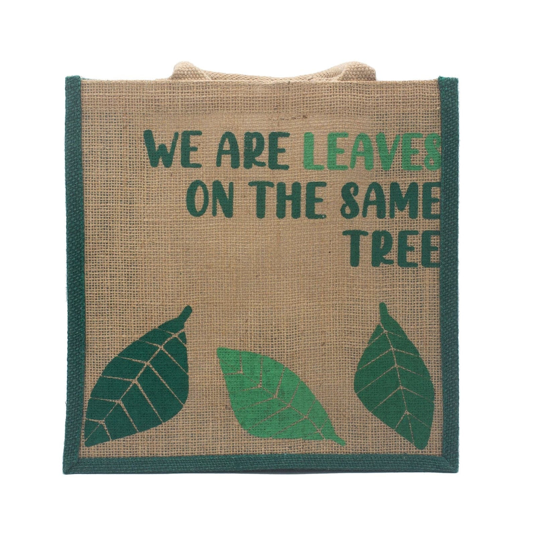 Printed Jute Bag - We are Leaves - Natural - best price from Maltashopper.com PJB-02C