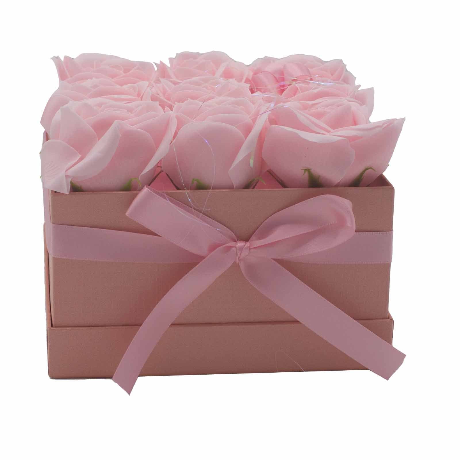 Soap Flower Gift Bouquet - 9 Pink Roses - Square - best price from Maltashopper.com GSFB-04