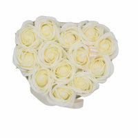 Soap Flower Gift Bouquet - 13 Cream Roses - Heart - best price from Maltashopper.com GSFB-08