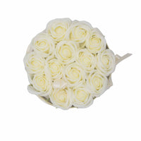 Soap Flower Gift Bouquet - 14 Cream Roses - Round - best price from Maltashopper.com GSFB-09