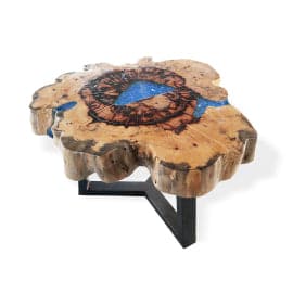 Tamarind and Resin Coffee Table - Sky Blue - best price from Maltashopper.com RWA-02