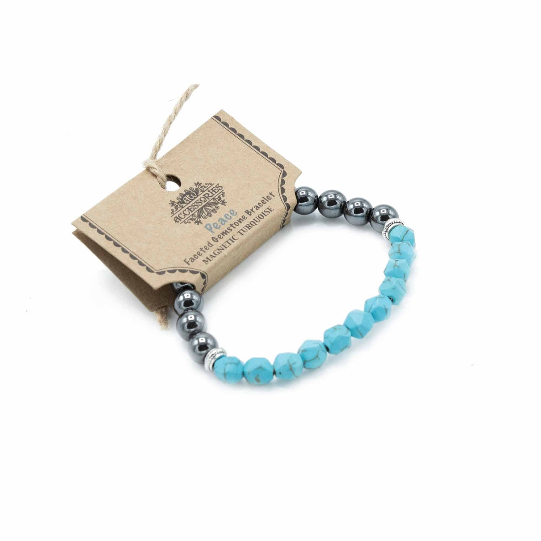 Faceted Gemstone Bracelet - Magnetic Turquoise - best price from Maltashopper.com FGEMB-09