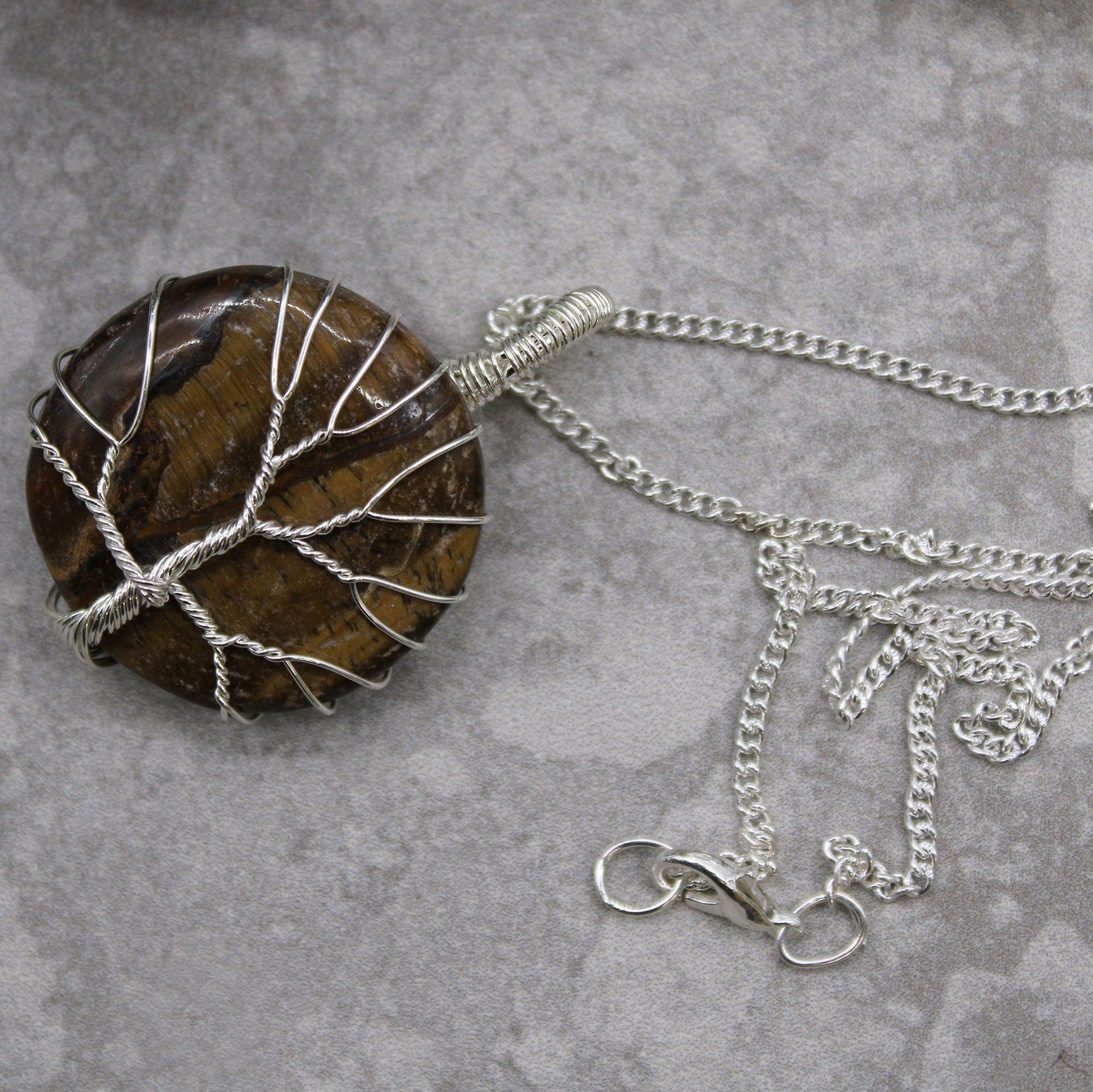 Tree of Life Gemstone Necklace - Tiger Eye - best price from Maltashopper.com IGJ-02