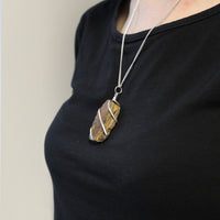 Cascade Wrapped Gemstone Necklace - Rough Tiger Eye - best price from Maltashopper.com IGJ-12