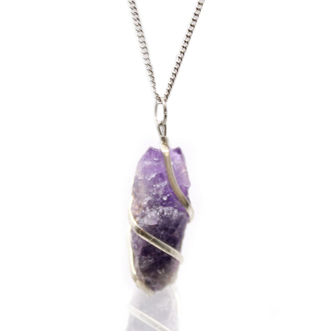 Cascade Wrapped Gemstone Necklace - Rough Amethyst - best price from Maltashopper.com IGJ-13