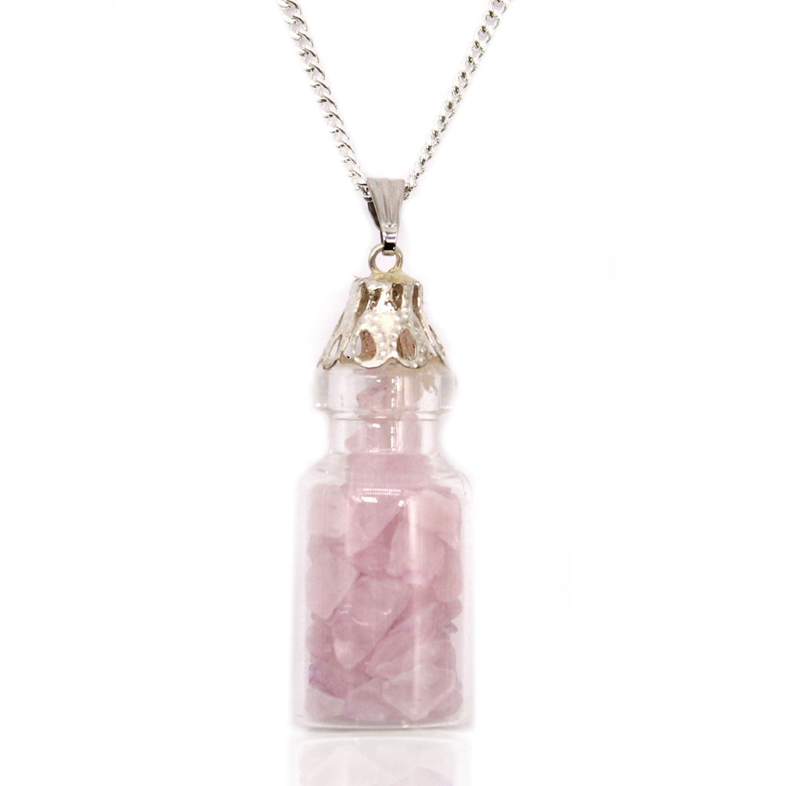 Bottled Gemstones Necklace - Rose Quartz - best price from Maltashopper.com IGJ-16