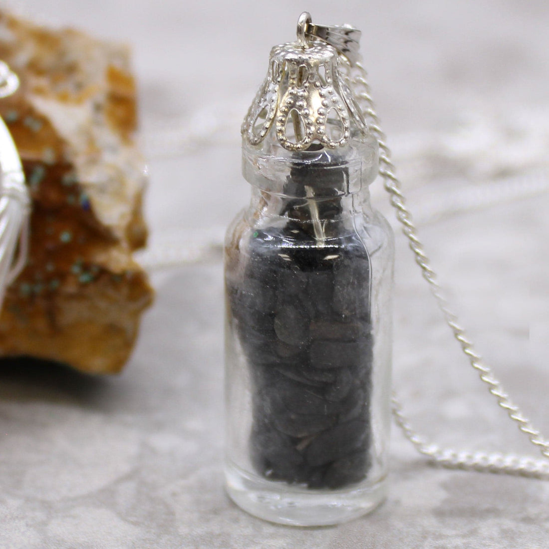 Bottled Gemstones Necklace - Black Onyx - best price from Maltashopper.com IGJ-19