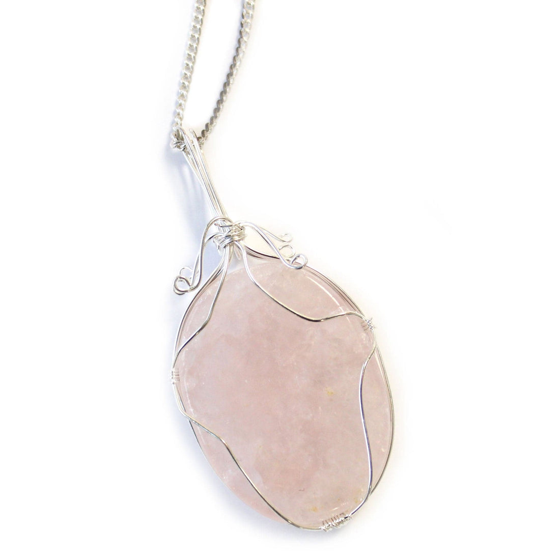 Swirl Wrapped Gemstone Necklace - Rose Quartz - best price from Maltashopper.com IGJ-06