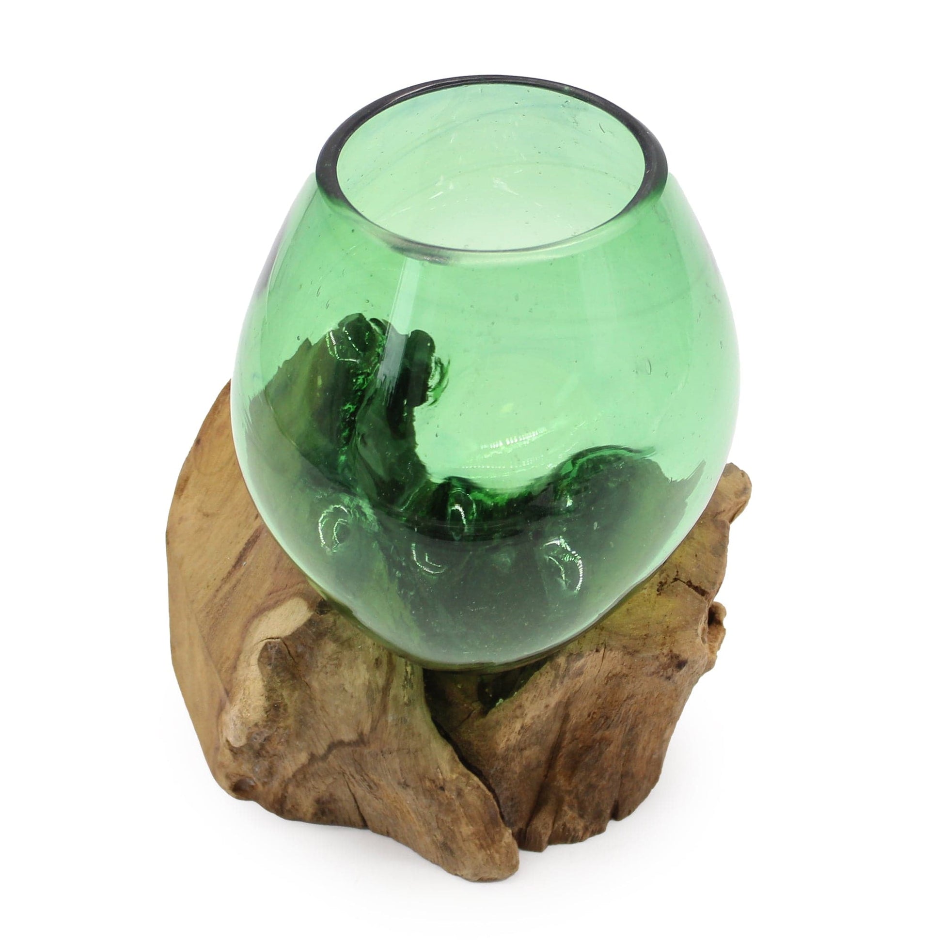 Recycled Beer Bottles - Small Bowl on Wood - best price from Maltashopper.com RBB-01