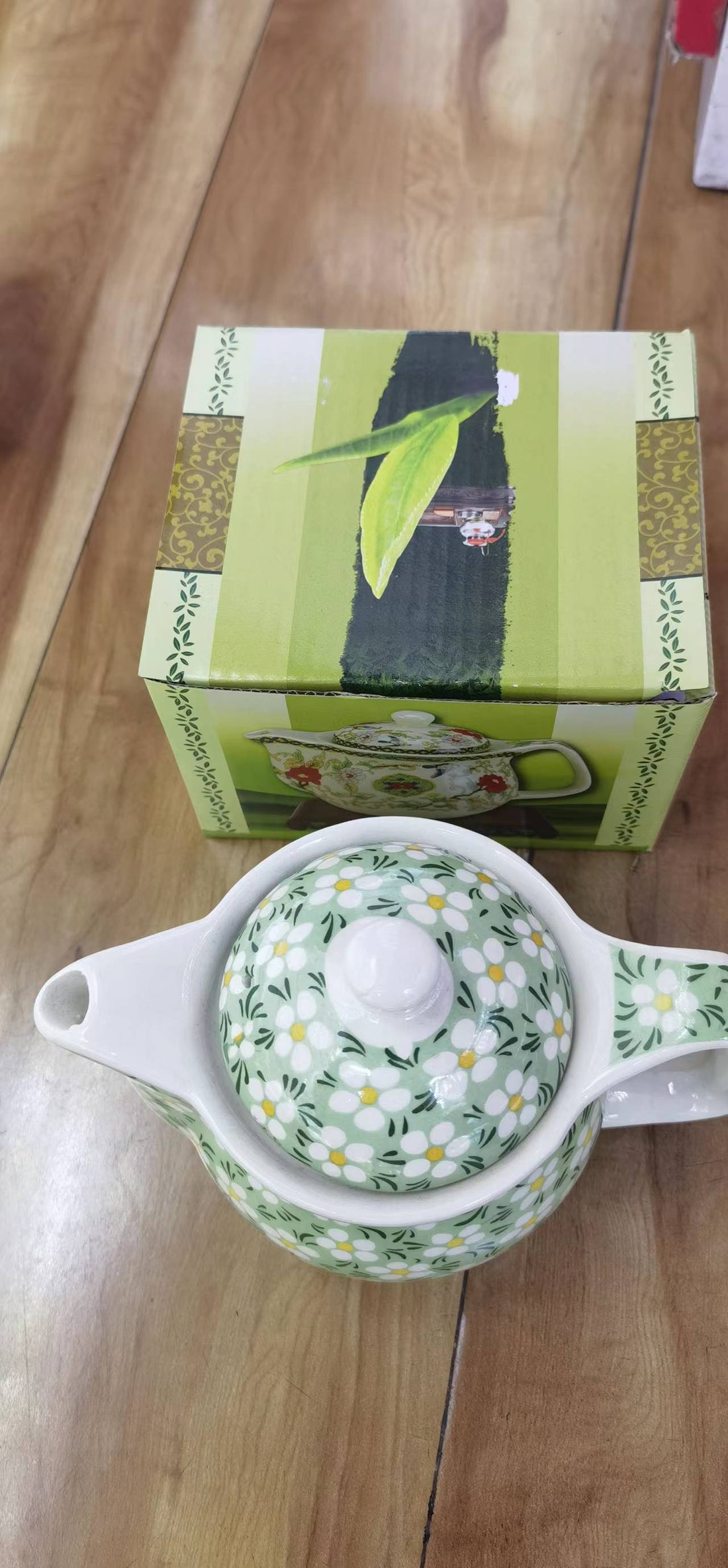 Small Herbal Teapot - Green Daisy