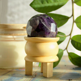 Gemstone Faceted Healing Ball & Stand - Amethyst - best price from Maltashopper.com GHB-02