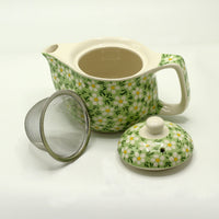 Small Herbal Teapot - Green Daisy