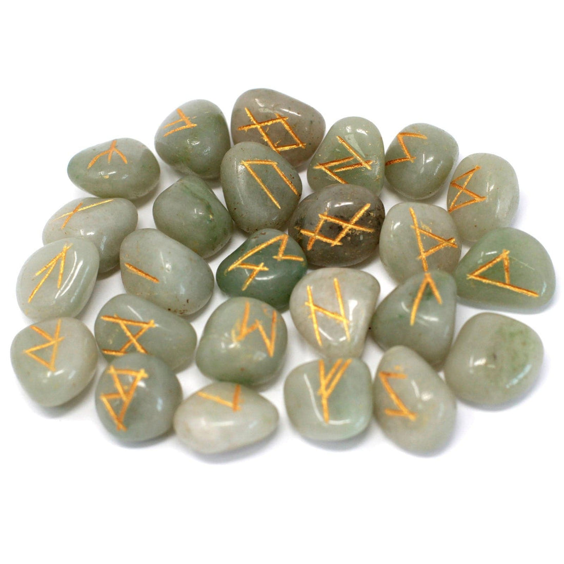 Runes Stone Set in Pouch - Green Aventurine - best price from Maltashopper.com RUNE-37
