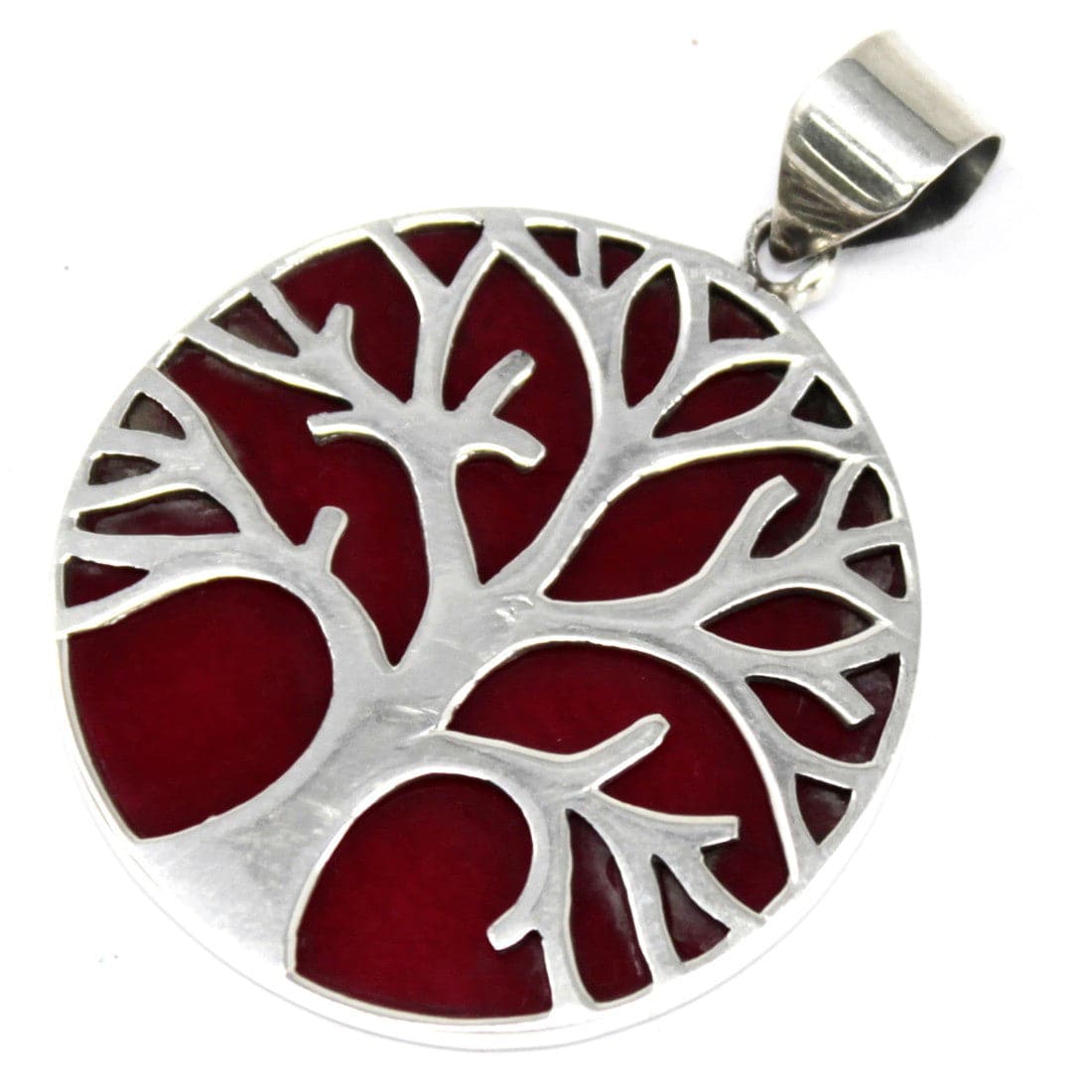 Tree of Life Silver Pendent 30mm - Coral Effect - best price from Maltashopper.com TOLSP-01