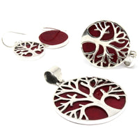 Tree of Life Silver Pendent 30mm - Coral Effect - best price from Maltashopper.com TOLSP-01