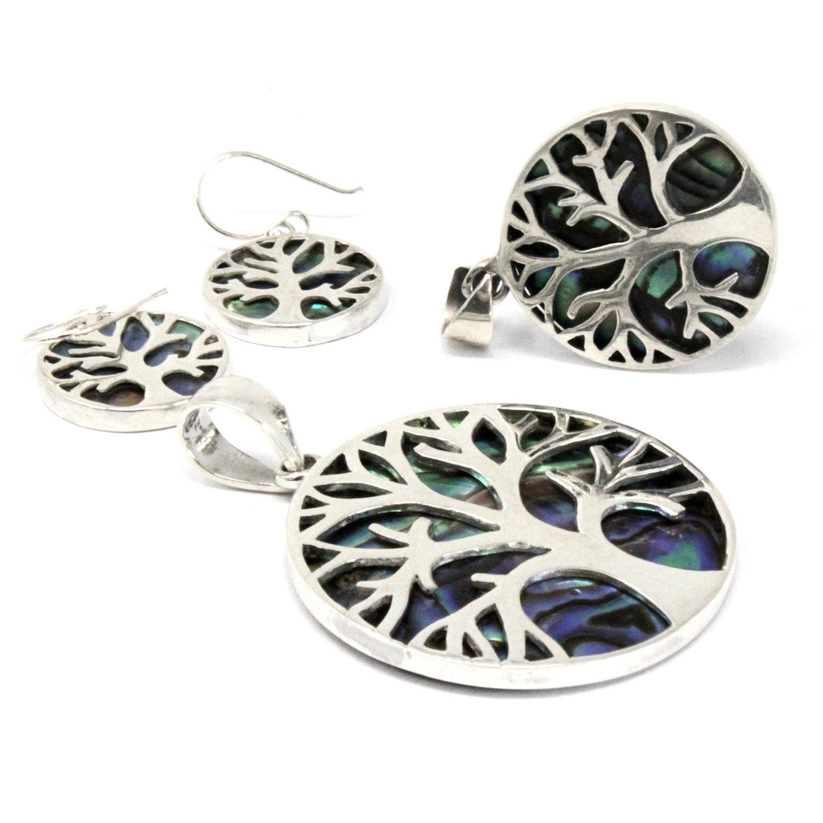 Tree of Life Silver Pendent 30mm - Abalone - best price from Maltashopper.com TOLSP-02