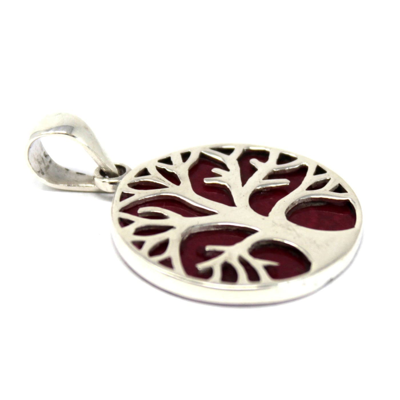 Tree of Life Silver Pendent 22mm - Coral Effect - best price from Maltashopper.com TOLSP-04