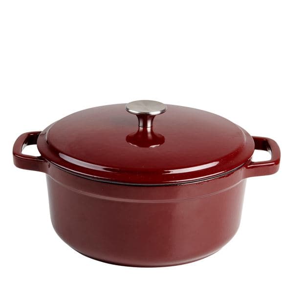 STEW Dark red round cast iron pot H 16 x W 30.5 cm - Ø 24 cm - best price from Maltashopper.com CS667758