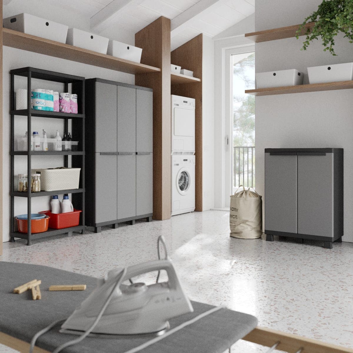 Bricocenter LOW RESIN CUPBOARD CM91,5X68X39CM SPACEO GREY