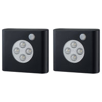 OLEBY wardrobe lighting with sensor, black, 2 pack