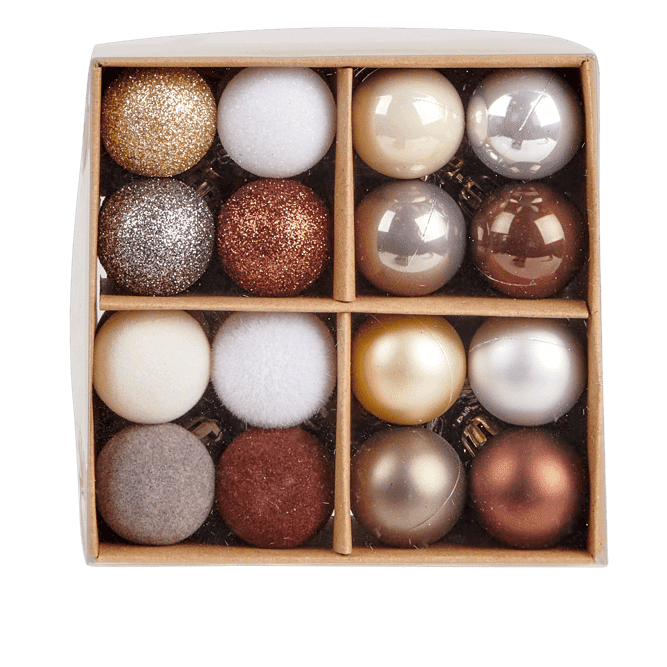 Casa GLAMOR Christmas ball set of 32 white, gray, gold, silver Ø 3 cm