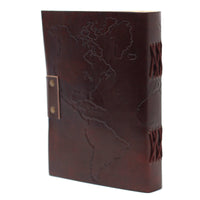 Leather World Map & Stitching Notebook (18x13 cm) - best price from Maltashopper.com LBN-05