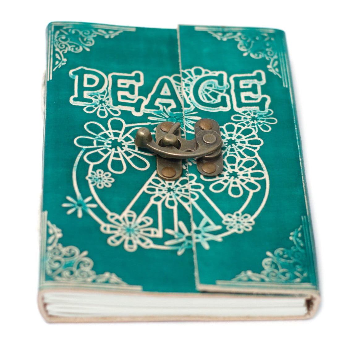 Leather Green Peace with Lock Notebook (18x13 cm) - best price from Maltashopper.com LBN-09