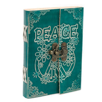Leather Green Peace with Lock Notebook (18x13 cm) - best price from Maltashopper.com LBN-09
