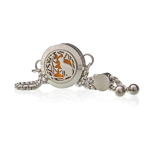 Aromatherapy Jewellery Chain Bracelet - Cat & Flowers - 20mm - best price from Maltashopper.com AROMAJ-22