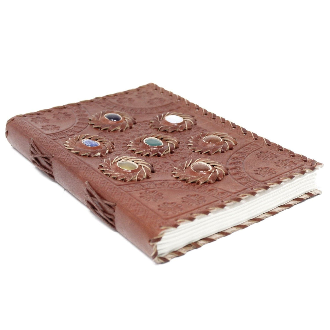 Leather Chakra Stone Notebook (22.5x15cm) - best price from Maltashopper.com LBN-11