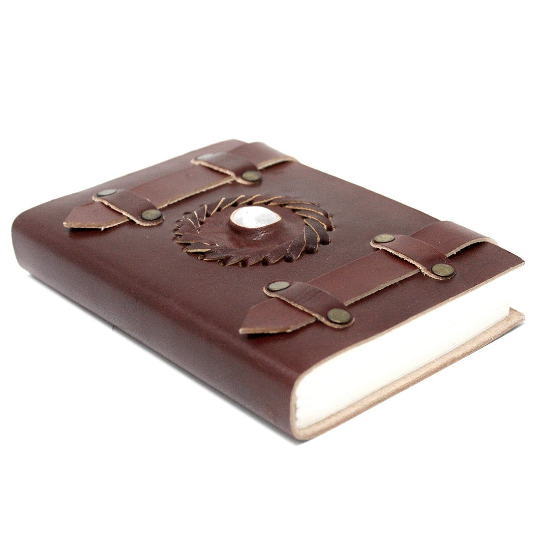 Leather Moonstone with Belts Notebook 15x10 cm - best price from Maltashopper.com LBN-16