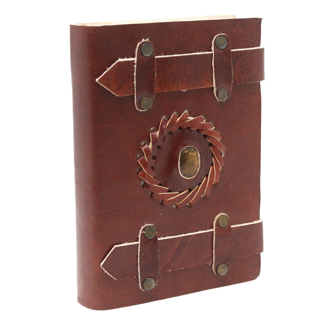 Leather Tigereye with Belts Notebook 15x10 cm - best price from Maltashopper.com LBN-17