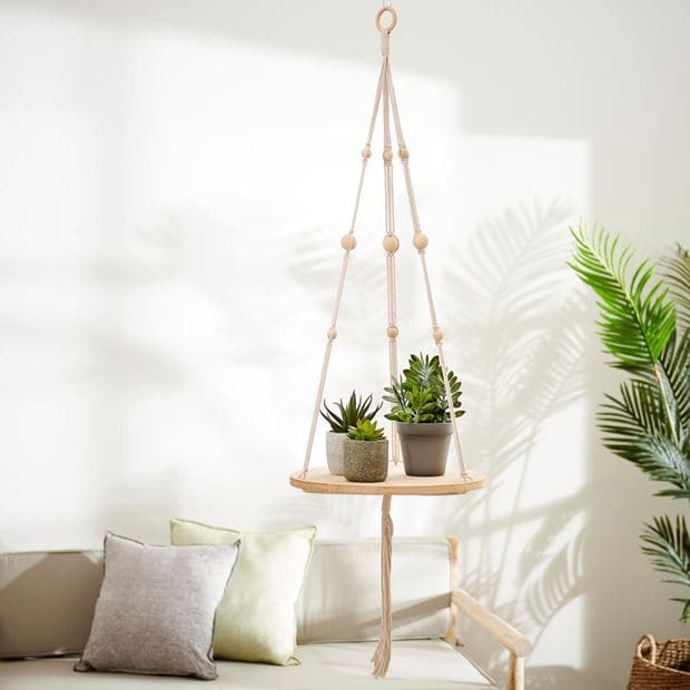 WOODY Natural hanging plant holder H 110 cm - Ø 36 cm - best price from Maltashopper.com CS623483