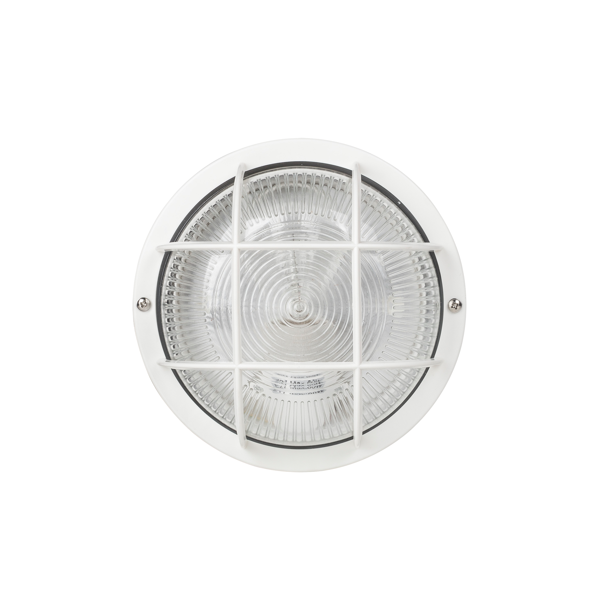 ROUND CEILING LIGHT WITH PLASTIC CAGE WHITE D18.5 E27=60W IP44
