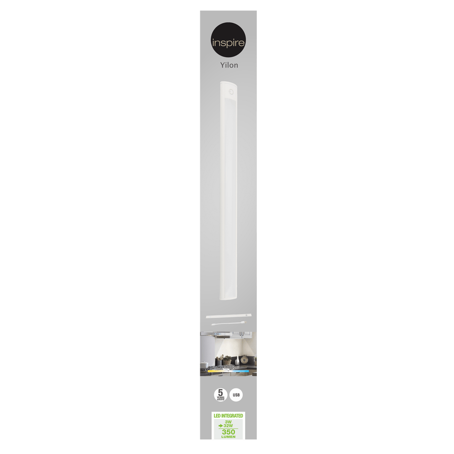 Bricocenter REGLETTE YILON PLASTIC WHITE 44 CM LED 3W NATURAL LIGHT WITH BATTERY WITH USB